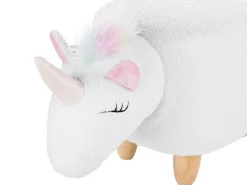 Tamborete Em Tecido Branco Unicorn