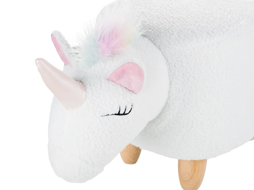 Tamborete Em Tecido Branco Unicorn