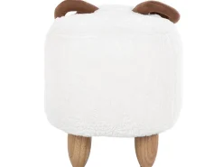 Tamborete Em Tecido Branco Lamb