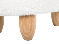 Tamborete Em Tecido Branco Lamb