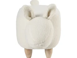 Tamborete Em Tecido Branco Bunny