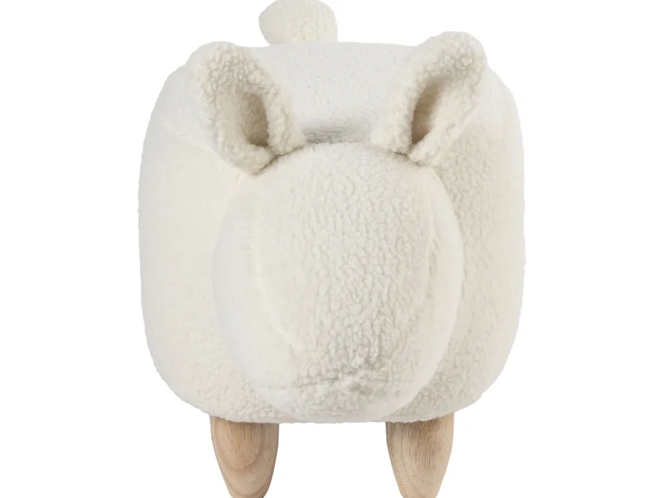 Tamborete Em Tecido Branco Bunny