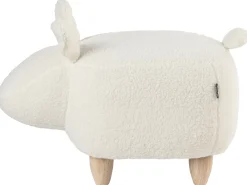 Tamborete Em Tecido Branco Bunny