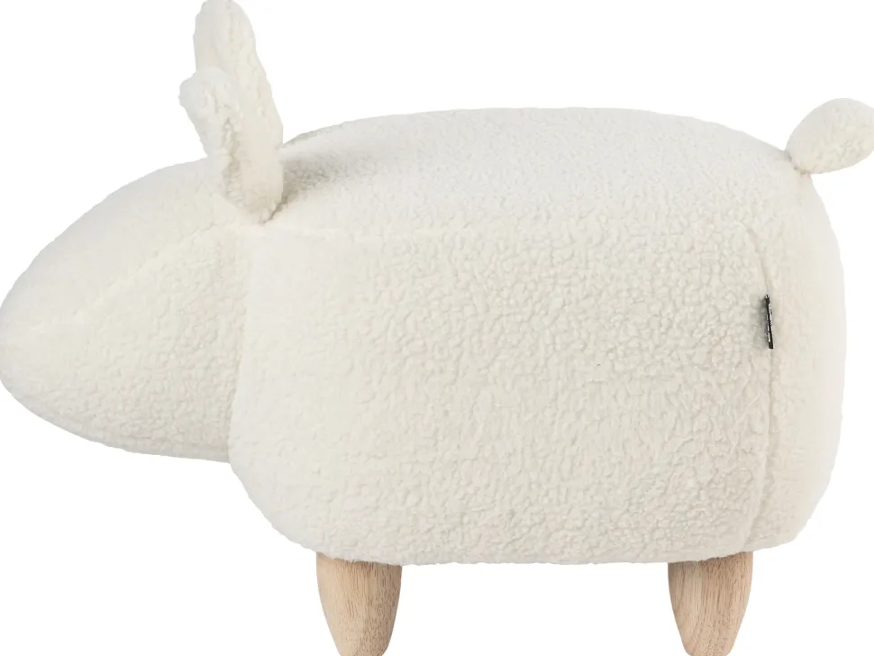 Tamborete Em Tecido Branco Bunny