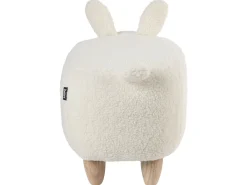 Tamborete Em Tecido Branco Bunny