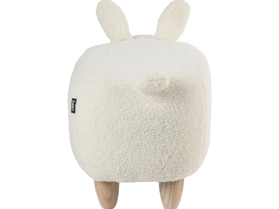 Tamborete Em Tecido Branco Bunny