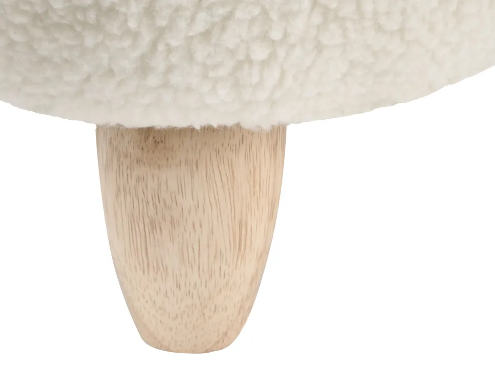 Tamborete Em Tecido Branco Bunny