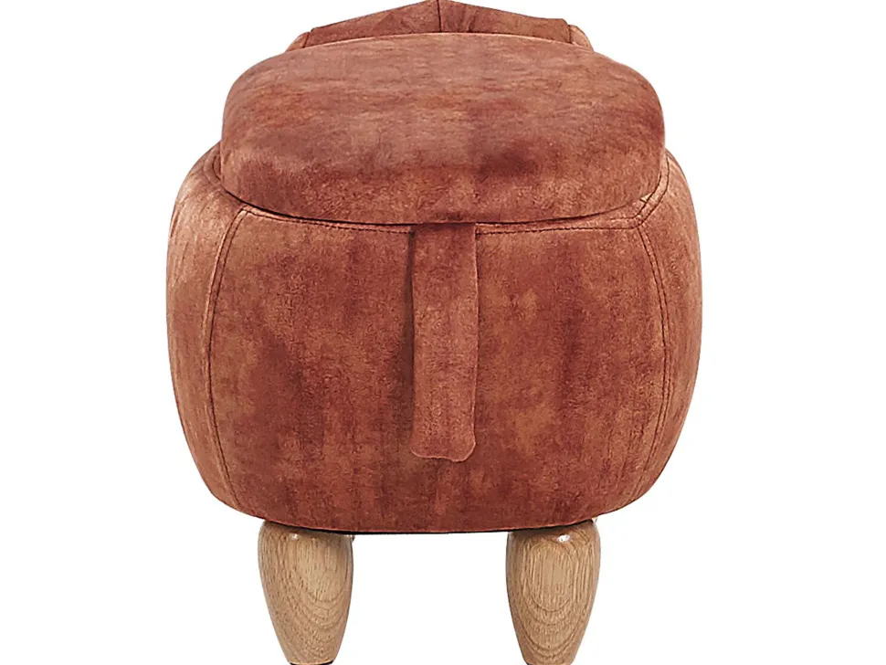 Tamborete Em Tecido Castanho Dourado Com Arrumação Doggy