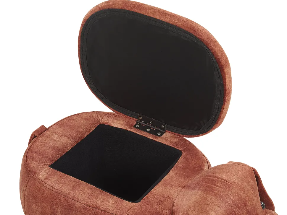 Tamborete Em Tecido Castanho Dourado Com Arrumação Doggy