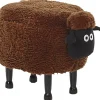 Tamborete Em Tecido Castanho Com Arrumação Sheep