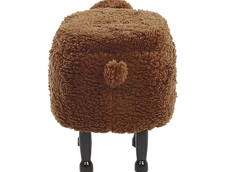 Tamborete Em Tecido Castanho Com Arrumação Sheep