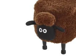 Tamborete Em Tecido Castanho Com Arrumação Sheep
