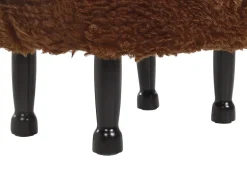 Tamborete Em Tecido Castanho Com Arrumação Sheep
