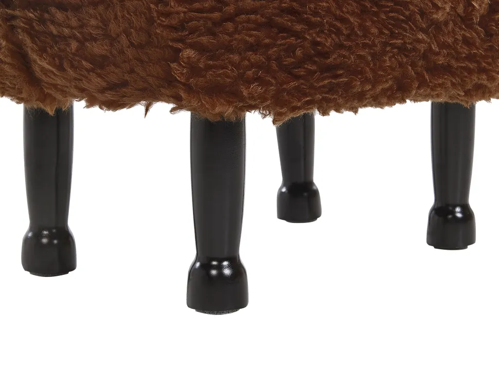 Tamborete Em Tecido Castanho Com Arrumação Sheep