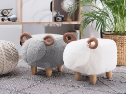 Tamborete Em Tecido Cinzento Lamb