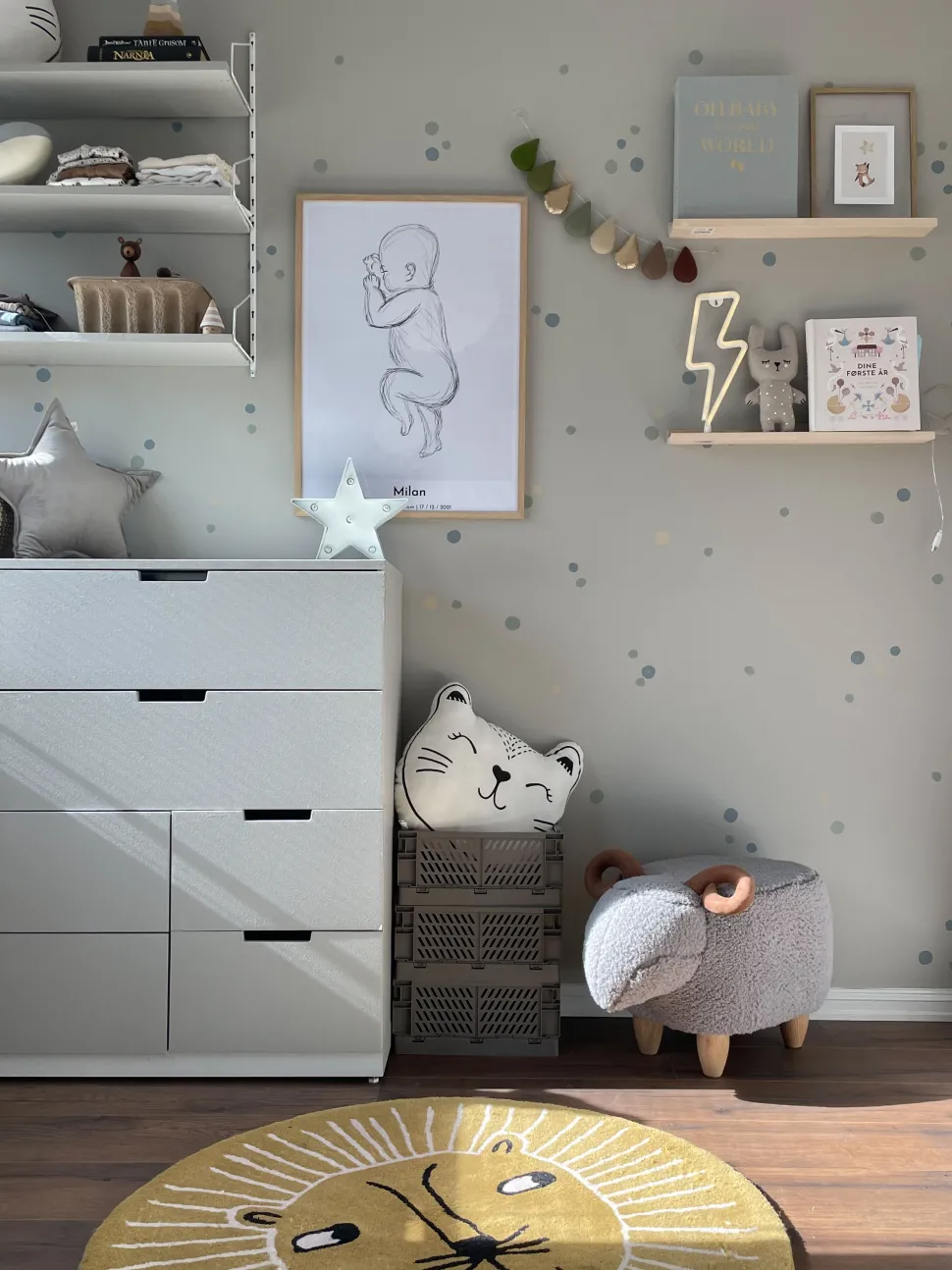 Tamborete Em Tecido Cinzento Lamb