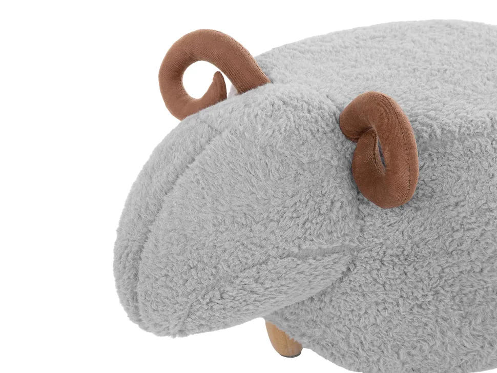 Tamborete Em Tecido Cinzento Lamb