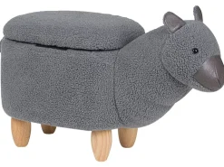 Tamborete Em Tecido Cinzento Com Arrumação Alpaca