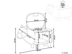 Tamborete Em Tecido Cinzento Com Arrumação Alpaca