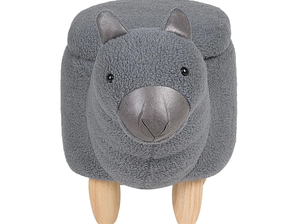 Tamborete Em Tecido Cinzento Com Arrumação Alpaca