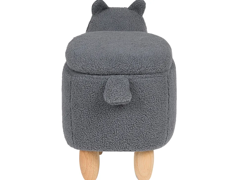 Tamborete Em Tecido Cinzento Com Arrumação Alpaca