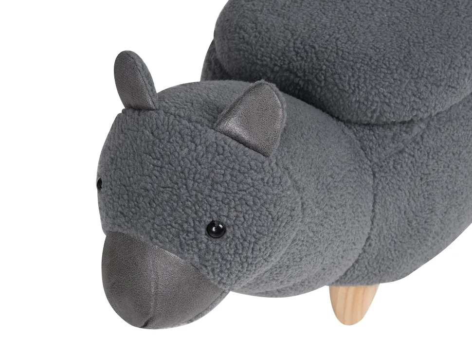 Tamborete Em Tecido Cinzento Com Arrumação Alpaca