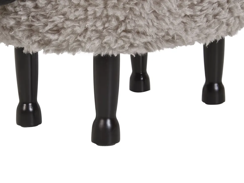 Tamborete Em Tecido Cinzento Com Arrumação Sheep