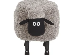 Tamborete Em Tecido Cinzento Com Arrumação Sheep