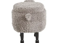 Tamborete Em Tecido Cinzento Com Arrumação Sheep