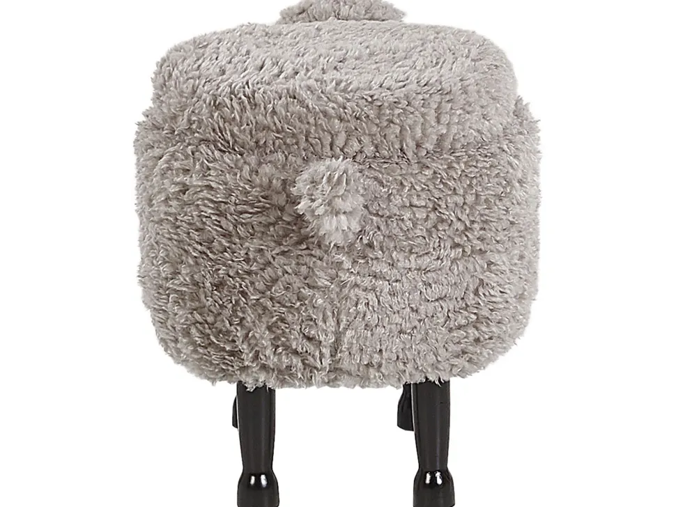 Tamborete Em Tecido Cinzento Com Arrumação Sheep