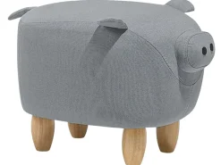Tamborete Em Tecido Cinzento Claro Piggy