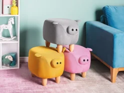 Tamborete Em Tecido Cinzento Claro Piggy