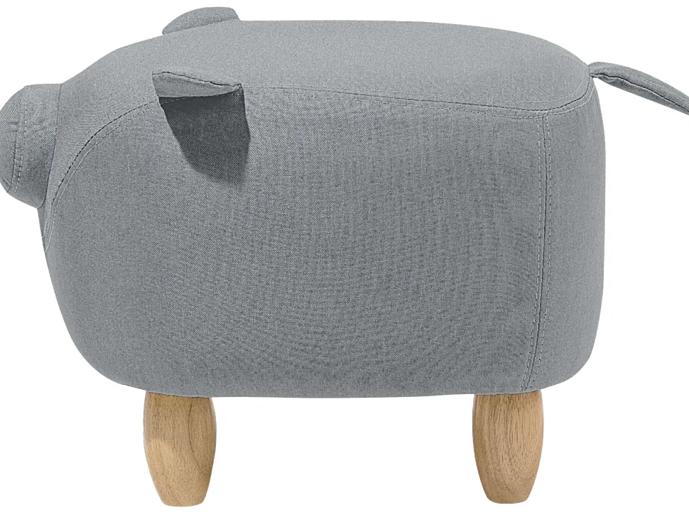 Tamborete Em Tecido Cinzento Claro Piggy