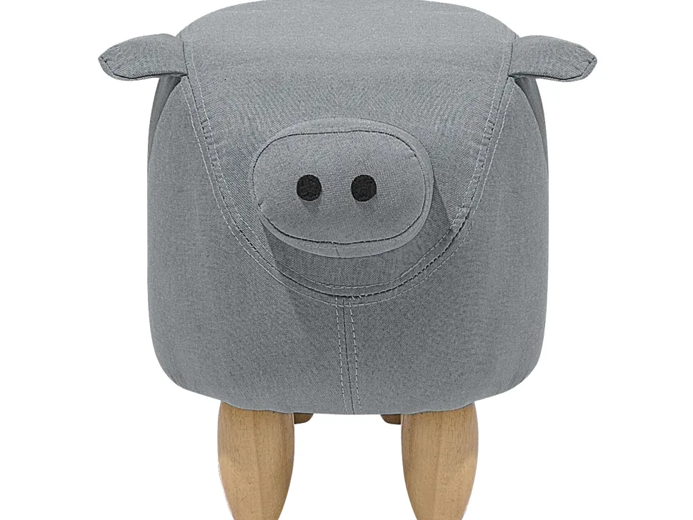 Tamborete Em Tecido Cinzento Claro Piggy