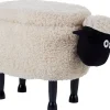 Tamborete Em Tecido Creme Com Arrumação Sheep