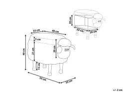 Tamborete Em Tecido Creme Com Arrumação Sheep