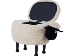 Tamborete Em Tecido Creme Com Arrumação Sheep