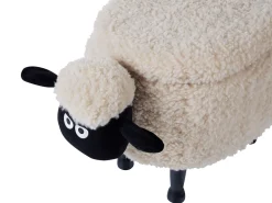 Tamborete Em Tecido Creme Com Arrumação Sheep