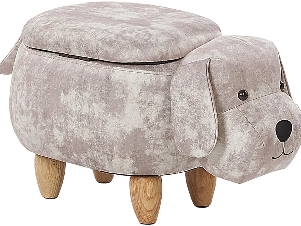 Tamborete Em Tecido Creme Com Arrumação Doggy