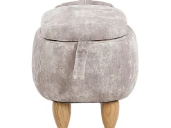 Tamborete Em Tecido Creme Com Arrumação Doggy