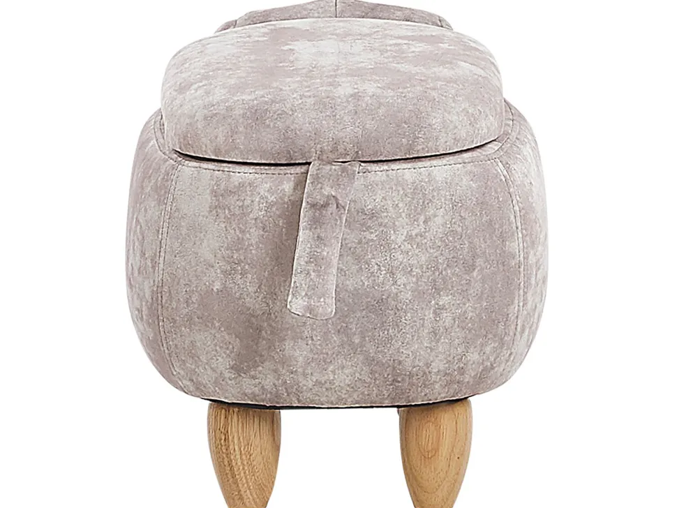 Tamborete Em Tecido Creme Com Arrumação Doggy