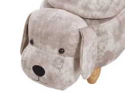 Tamborete Em Tecido Creme Com Arrumação Doggy