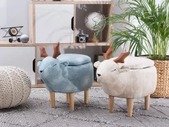 Tamborete Em Tecido Creme Com Arrumação Reindeer