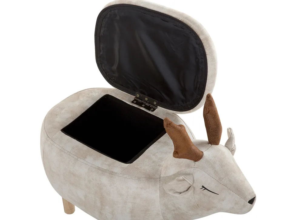 Tamborete Em Tecido Creme Com Arrumação Reindeer
