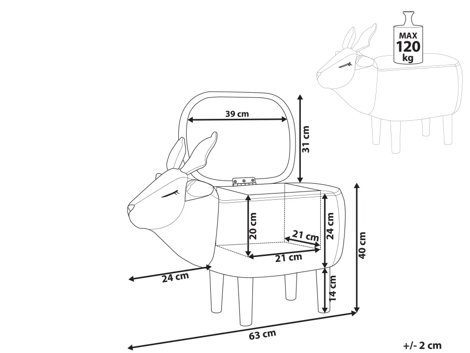 Tamborete Em Tecido Creme Com Arrumação Reindeer