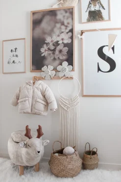 Tamborete Em Tecido Creme Com Arrumação Reindeer