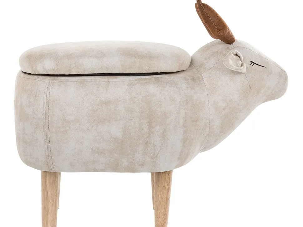 Tamborete Em Tecido Creme Com Arrumação Reindeer