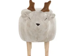 Tamborete Em Tecido Creme Com Arrumação Reindeer