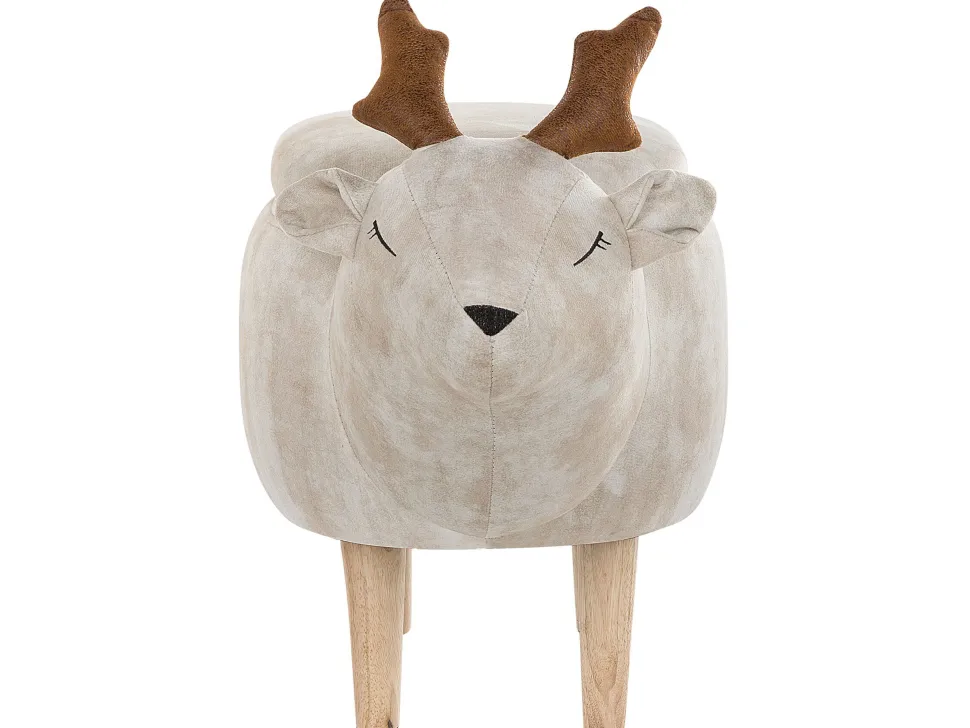 Tamborete Em Tecido Creme Com Arrumação Reindeer