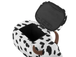 Tamborete Em Tecido Malhado Branco E Preto Com Arrumação Cow